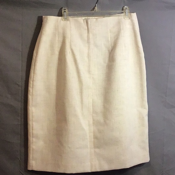 NO BRAND TAG … Faux Wrap Skirt w/zipper in back  sz 8  beige & brn - Picture 4 of 7